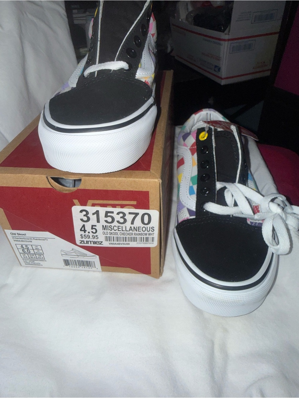 Vans Old Skool Checkerboard Rainbow - Black & White with Multicolor